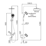 Mecca Care 25mm Nero Grab Rail 900mm Twin Shower Set - Brushed Bronze