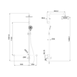 Nero Mecca Care 32mm T Bar Grab Rail 1100mm Twin Shower Set - Brushed Bronze