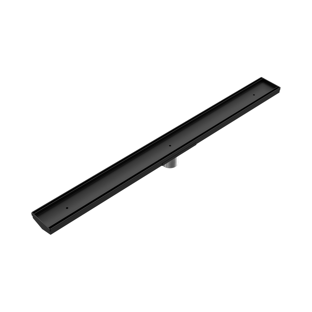 Nero Tile Insert V Channel 900X82Mm Floor Grate 50Mm Outlet - Matte Black