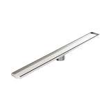 Nero Tile Insert V Channel 1200X106Mm Floor Grate 90Mm Outlet - Brushed Nickel