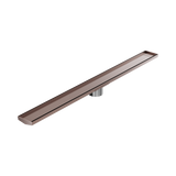 Nero Tile Insert V Channel 1200X106Mm Floor Grate 90Mm Outlet - Brushed Bronze