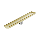 Nero Tile Insert V Channel 600X82Mm Floor Grate 50Mm Outlet - Brushed Gold
