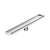 Nero Tile Insert V Channel 600X82Mm Floor Grate 50Mm Outlet - Brushed Nickel