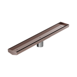 Nero Tile Insert V Channel 600X82Mm Floor Grate 50Mm Outlet - Brushed Bronze