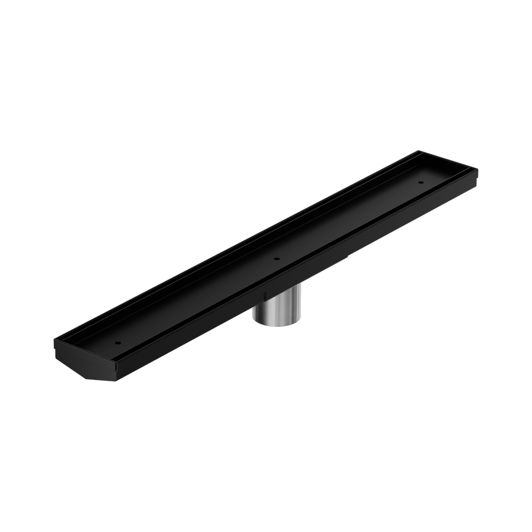 Nero Tile Insert V Channel 600X82Mm Floor Grate 50Mm Outlet - Matte Black