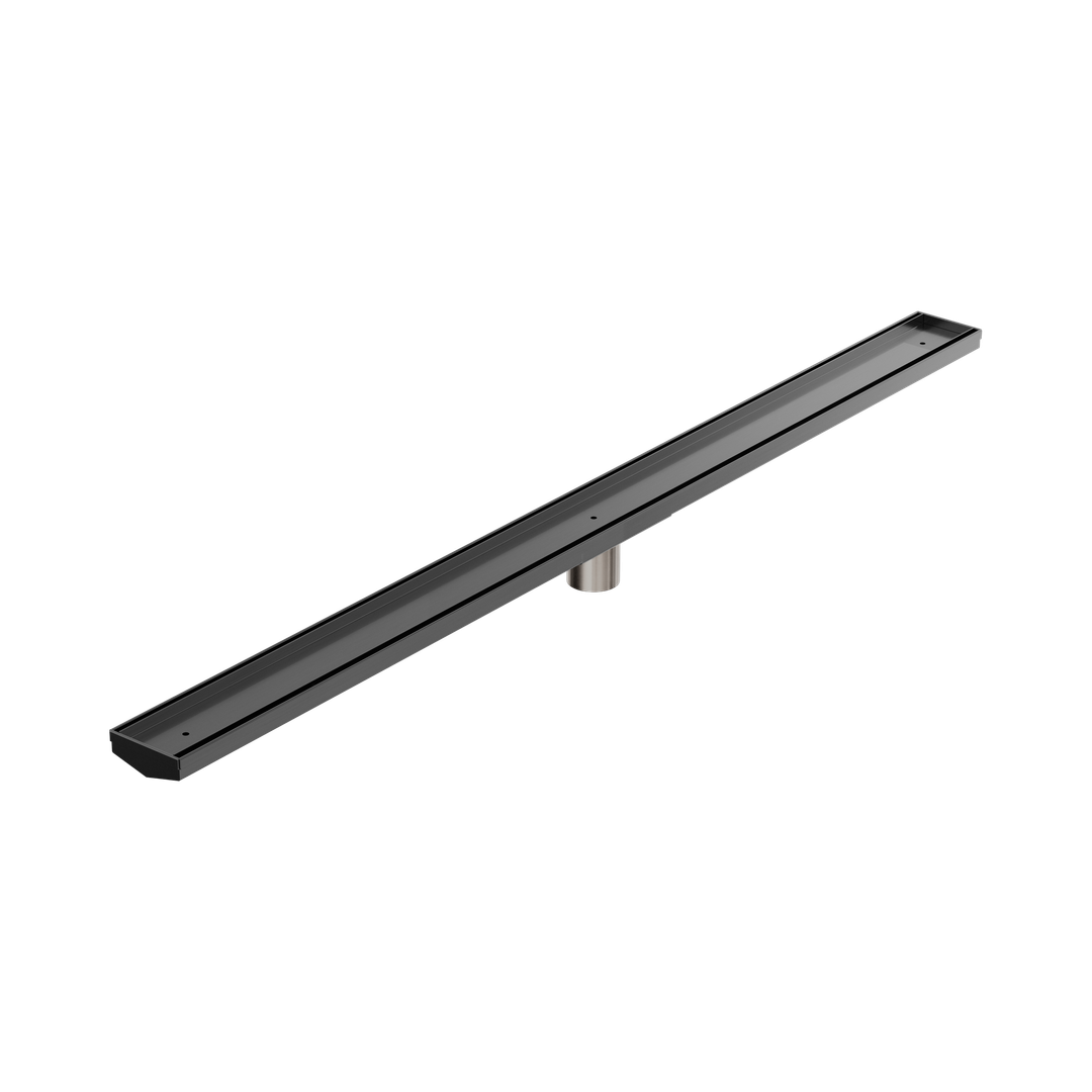Nero Tile Insert V Channel 1200X82Mm Floor Grate 50Mm Outlet - Gunmetal