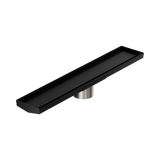 Nero Tile Insert V Channel 600X106Mm Floor Grate 80Mm Outlet - Matte Black