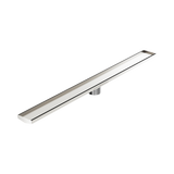 Nero Tile Insert V Channel 1200X106Mm Floor Grate 80Mm Outlet - Brushed Nickel