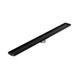 Nero Tile Insert V Channel 1200X106Mm Floor Grate 80Mm Outlet - Matte Black