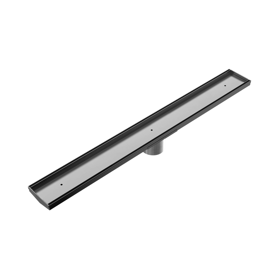 Nero Tile Insert V Channel 800X106Mm Floor Grate 90Mm Outlet - Gunmetal