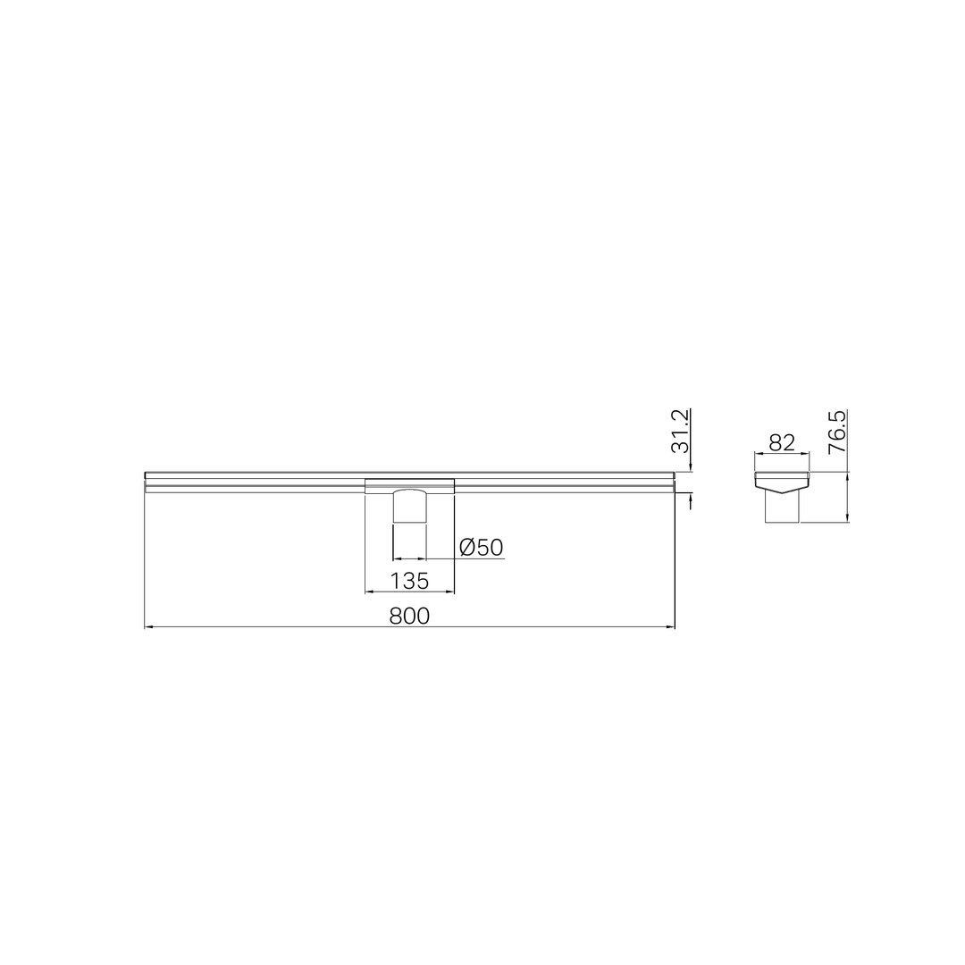 Nero Tile Insert V Channel 800X82Mm Floor Grate 50Mm Outlet - Matte Black