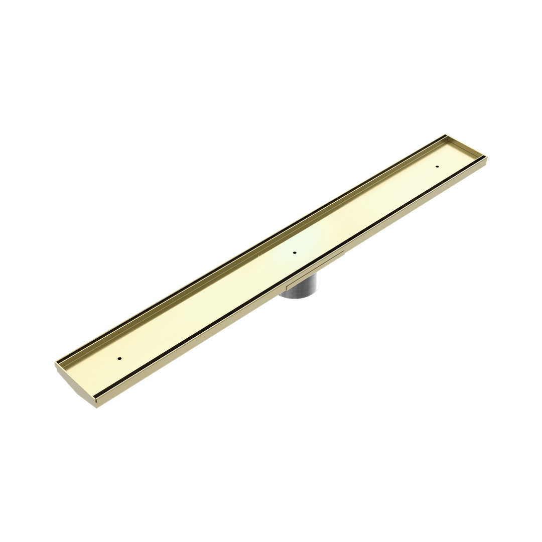 Nero Tile Insert V Channel 800X82Mm Floor Grate 50Mm Outlet - Brushed Gold