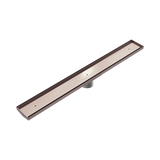 Nero Tile Insert V Channel 800X106Mm Floor Grate 80Mm Outlet - Brushed Bronze
