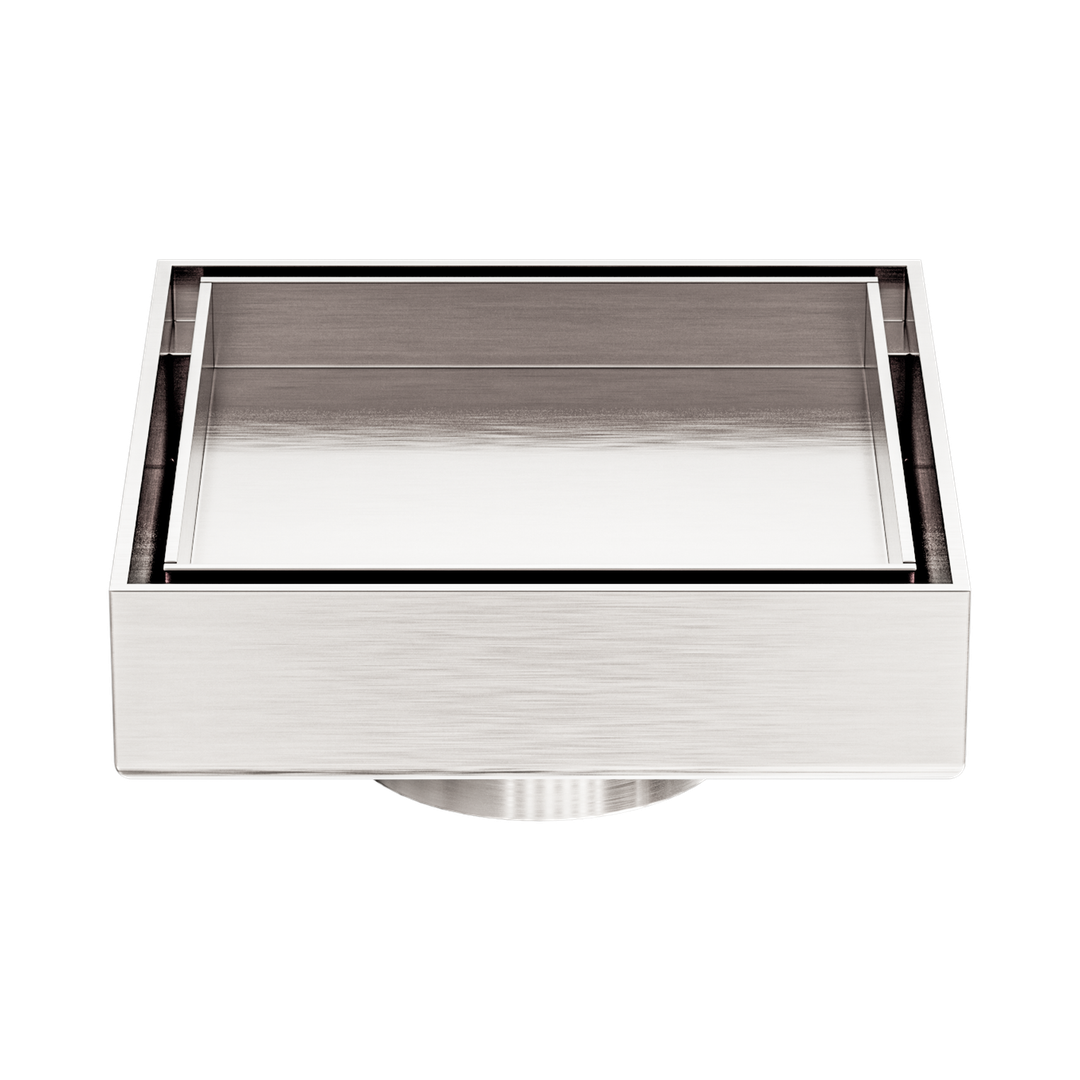 Nero 100Mm Square Tile Insert Floor Waste 50Mm Outlet - Brushed Nickel Nrfw006Bn