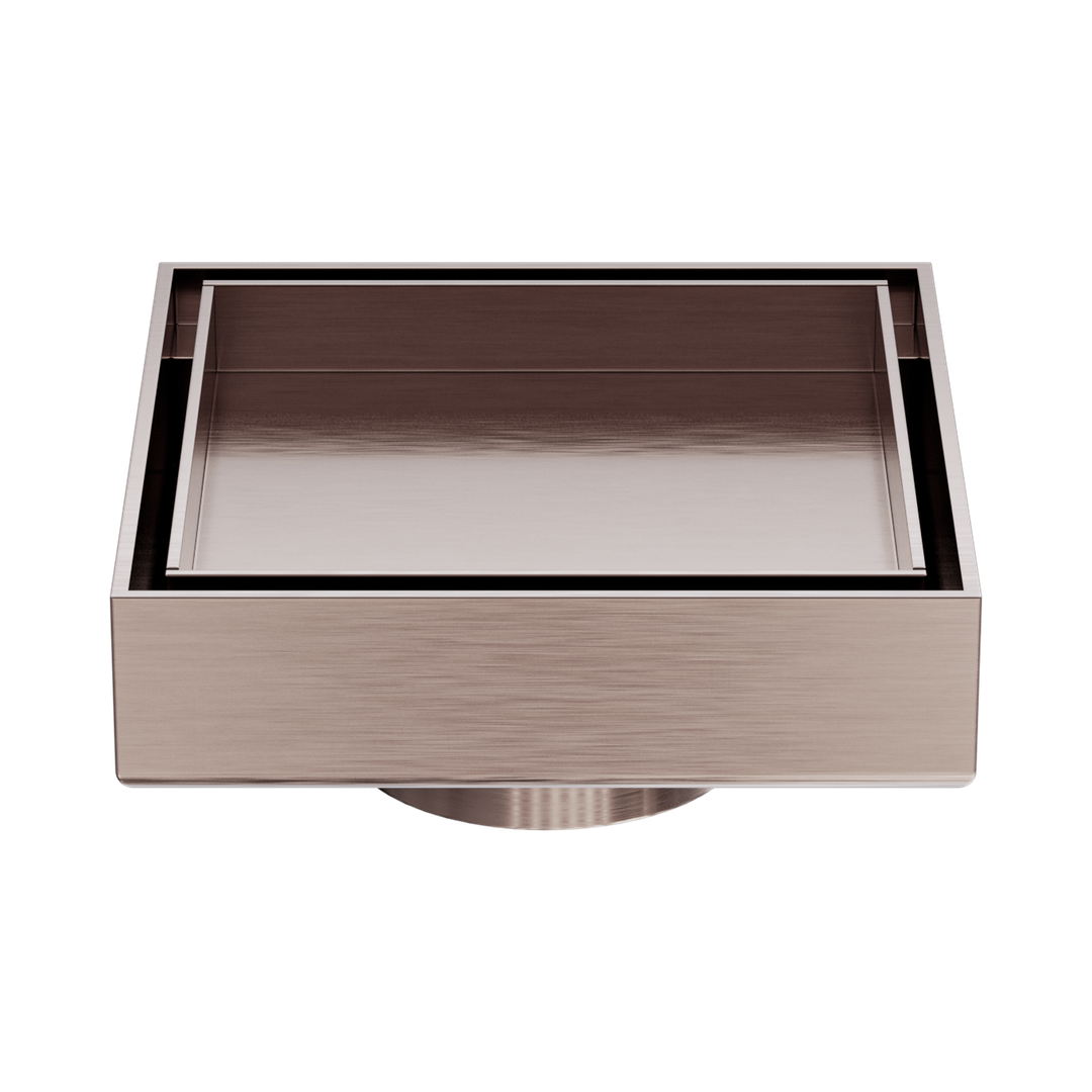 Nero 100Mm Square Tile Insert Floor Waste 50Mm Outlet - Brushed Bronze