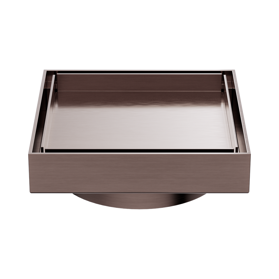 Nero 130Mm Square Tile Insert Floor Waste 100Mm Outlet - Brushed Bronze