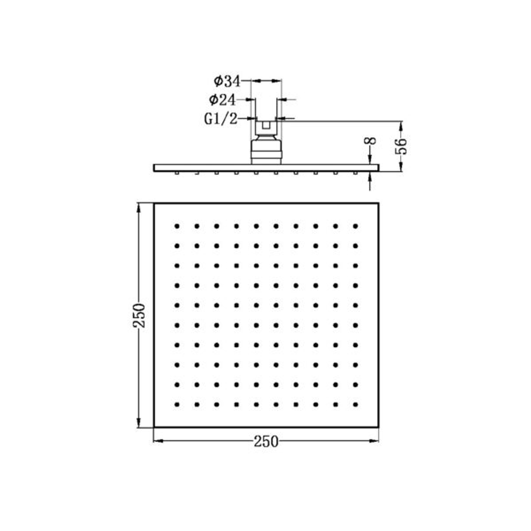 Nero 250Mm Square Shower Head - Matte Black