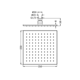 Nero 250Mm Square Shower Head - Matte Black