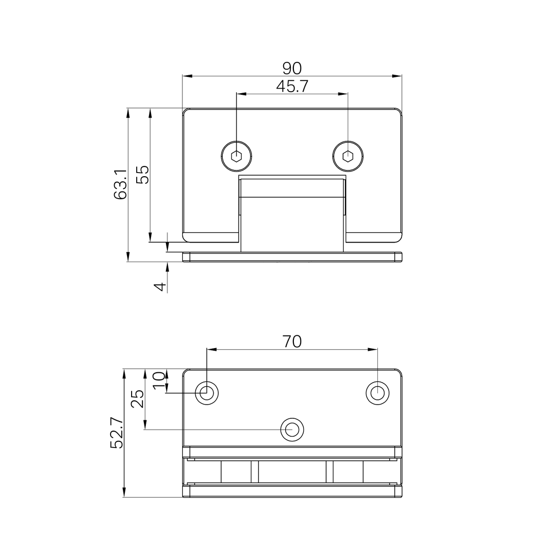 Nero 90 Degree Glass To Wall Shower Hinge 10Mm Glass - Chrome