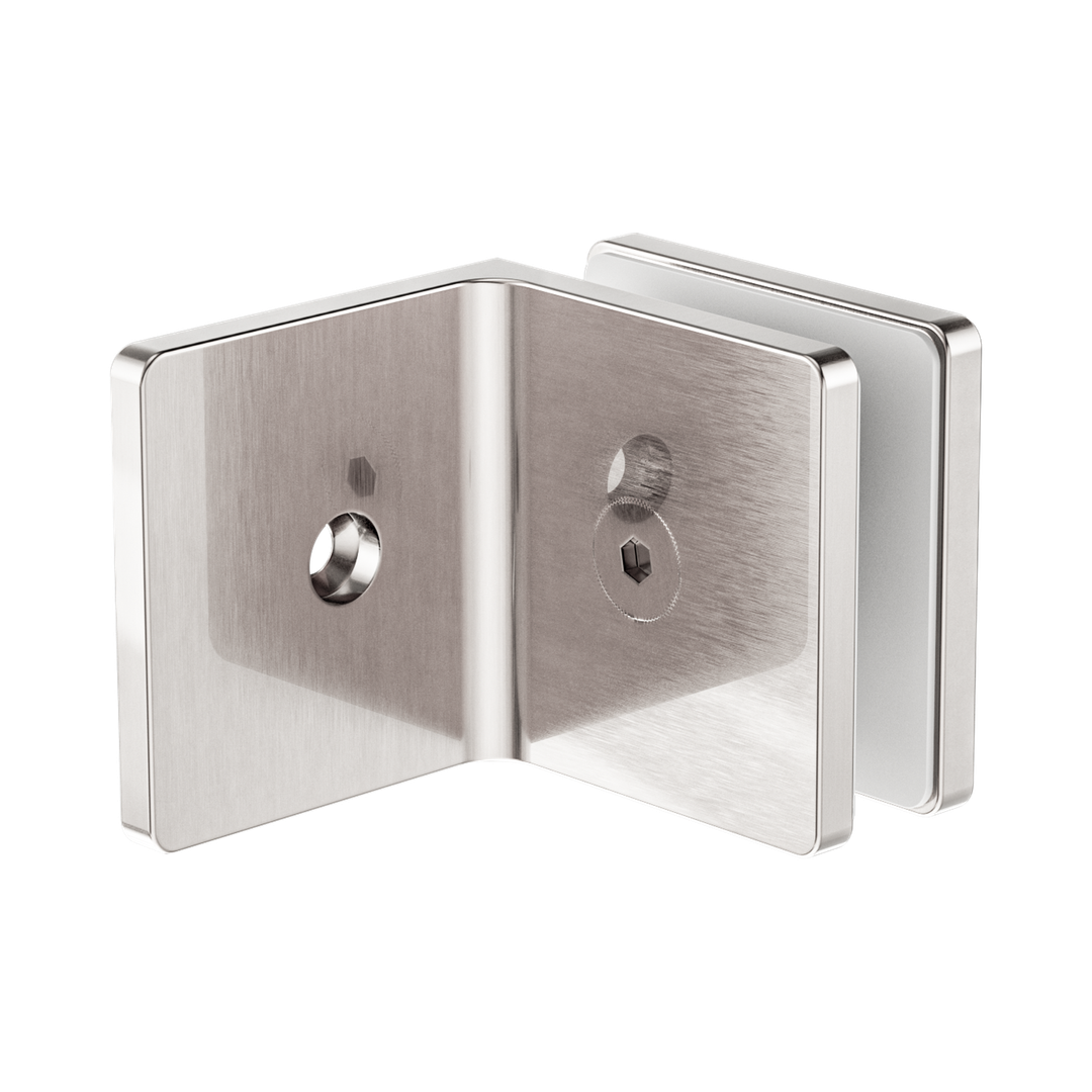 Nero 90 Degree Glass To Wall Bracket 10Mm Glass - Brushed Nickel