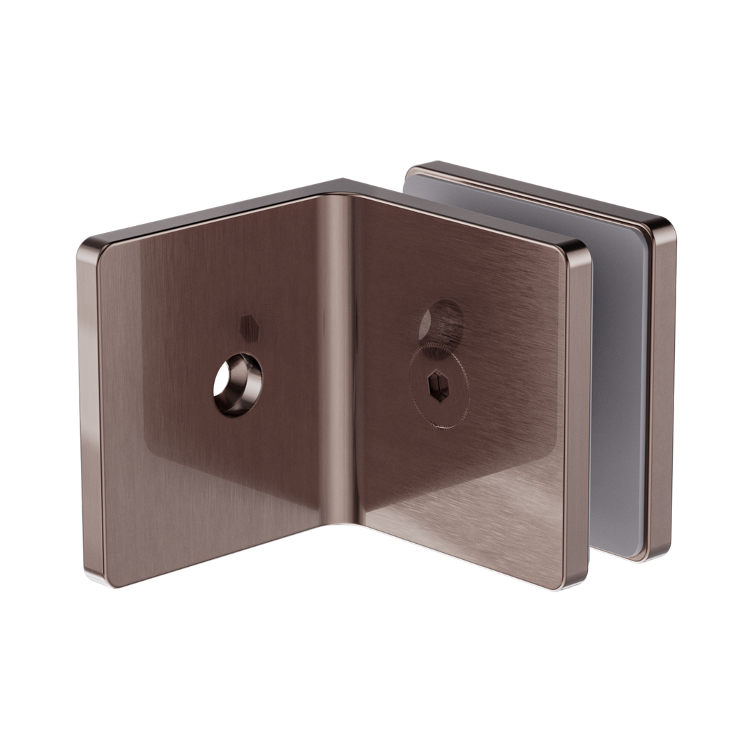 Nero 90 Degree Glass To Wall Bracket 10Mm Glass - Brushed Bronze