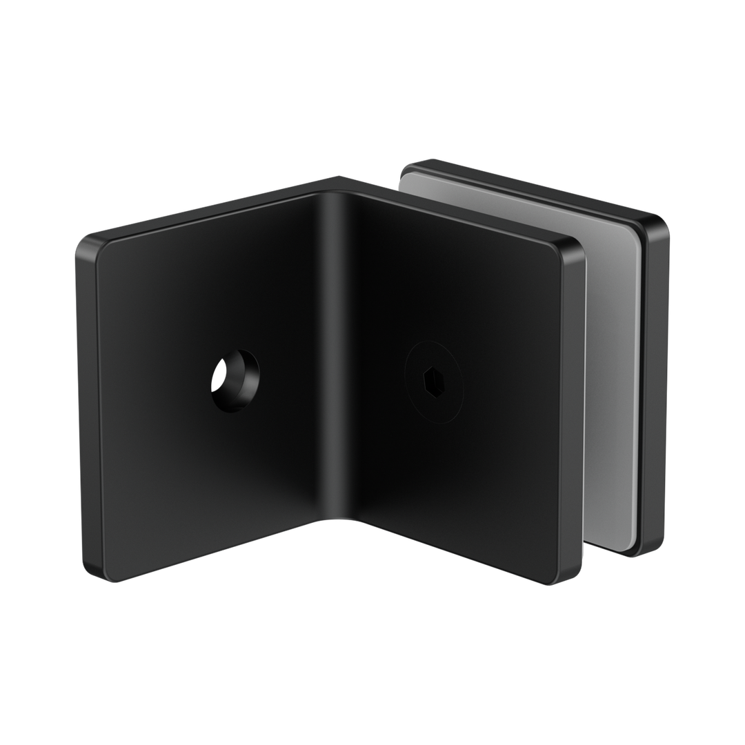 Nero 90 Degree Glass To Wall Bracket 10Mm Glass - Matte Black