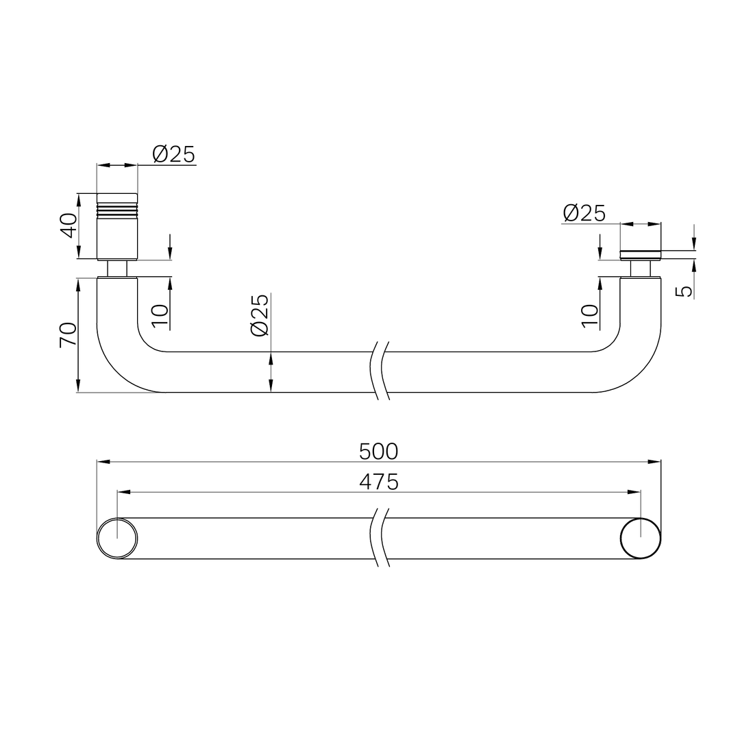 Nero Towel Bar 500Mm - Chrome