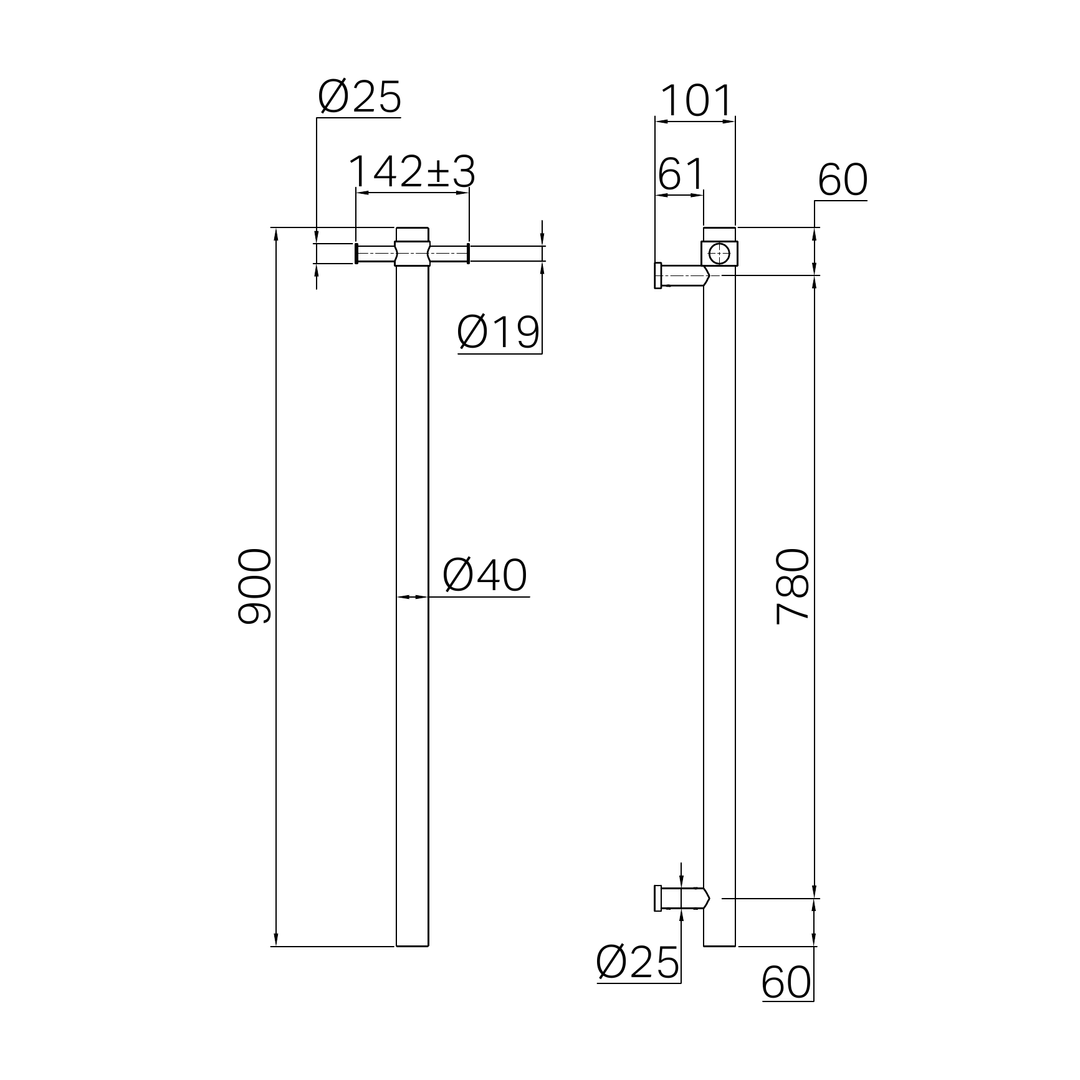 Nero Mecca 240V Single Vertical Heated Towel Rail - Graphite