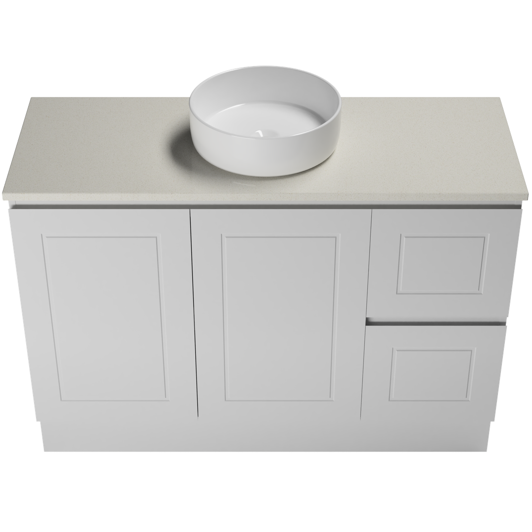 Timberline Nevada Classic Vanity 1200mm Left Wg Basin Silksurface Ac Top Floor