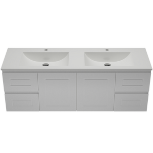 Nevada Classic Vanity Double Bowl Regal Acrylic Top Wall Hung Fienza - 1500mm