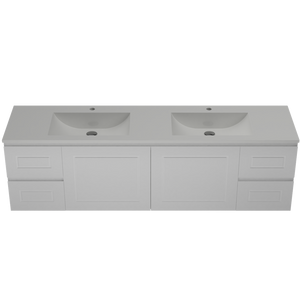 Nevada Classic Vanity Double Bowl Regal Acrylic Top Wall Hung Fienza - 1800mm