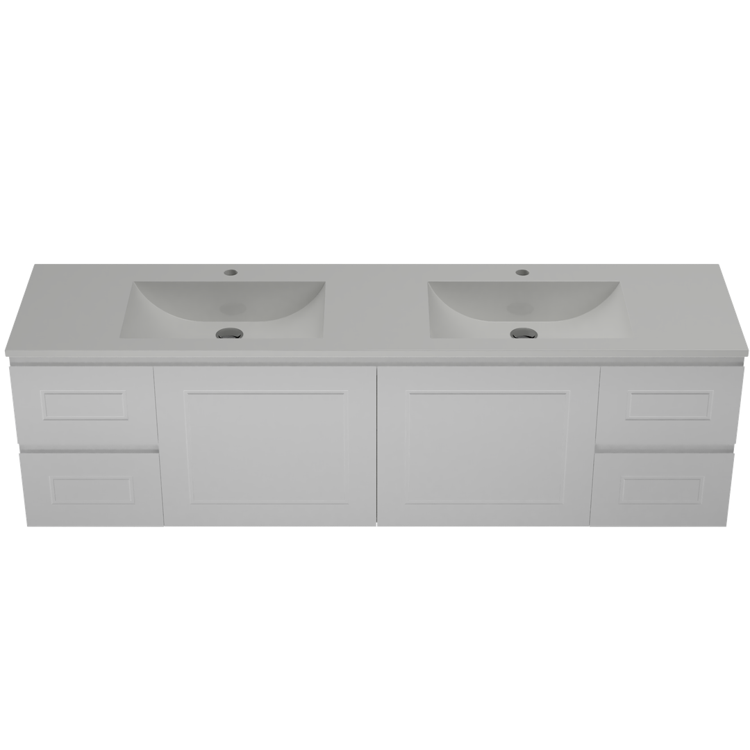 Timberline Nevada Classic Vanity 1800mm  Double Bowl Regal Acrylic Top  Wall Hung