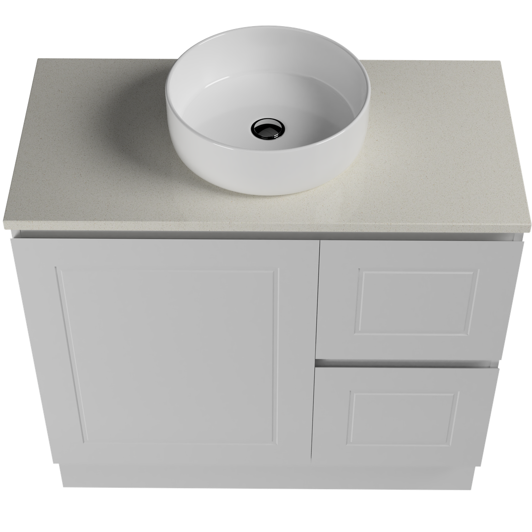 Timberline Nevada Classic Vanity 900mm Right Wg Basin Silksurface Ac Top Floor