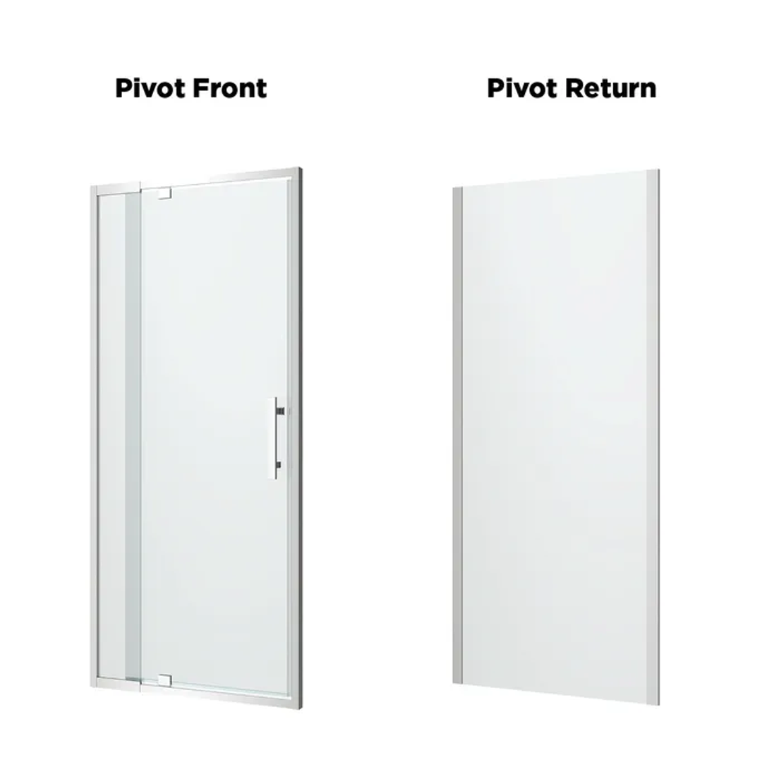 Oceano Louve Angle Pivot Neo Shower Screen Chrome - Front 900 x 1200mm