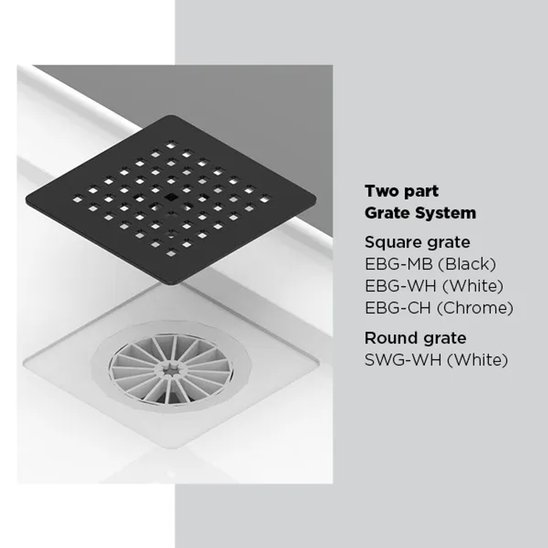Oceano Stonelite Eco Shower Base Centre Outlet Chrome Waste - 820 x 820