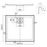 Oceano Stonelite Metro Shower Base Rear Outlet with White Waste - 1500 x 900mm