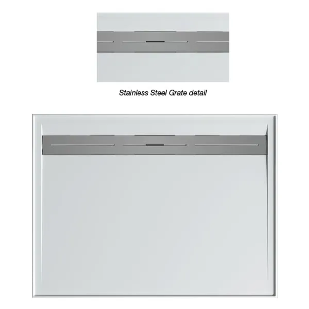 Oceano Stonelite Urban MKII Shower Base Rear Outlet with Stainless Steel Channel - 900 x 900mm