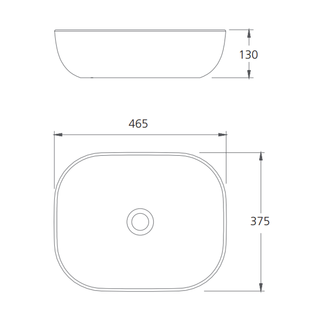 Naples Black Line Counter Top Oliveri Basin - White