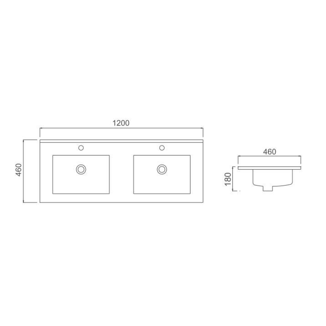 BNK Naga Vanity Top White Double - 1200mm