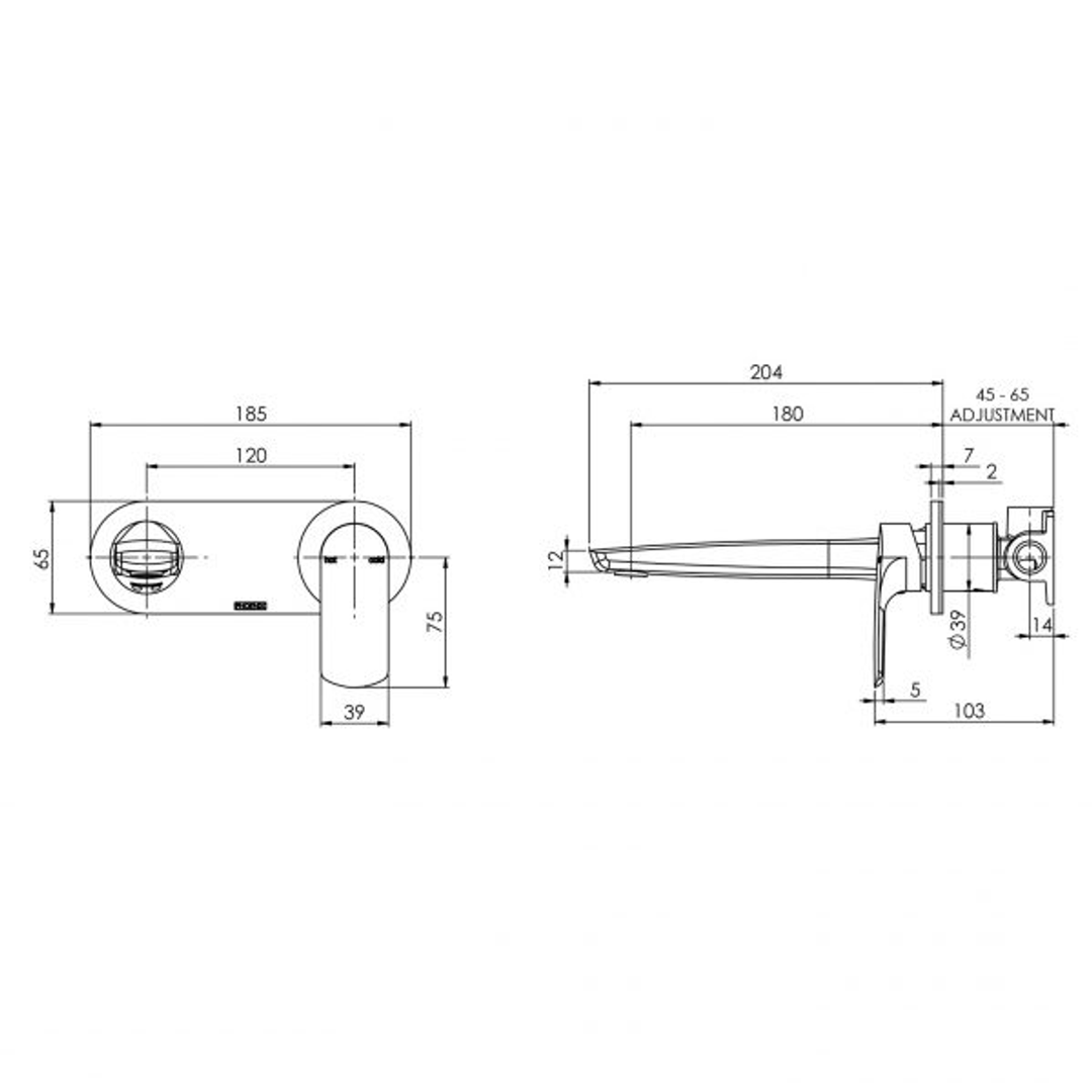 Wall Basin/Bath Phoenix Arlo Mixer Set 180mm - Brushed Nickel
