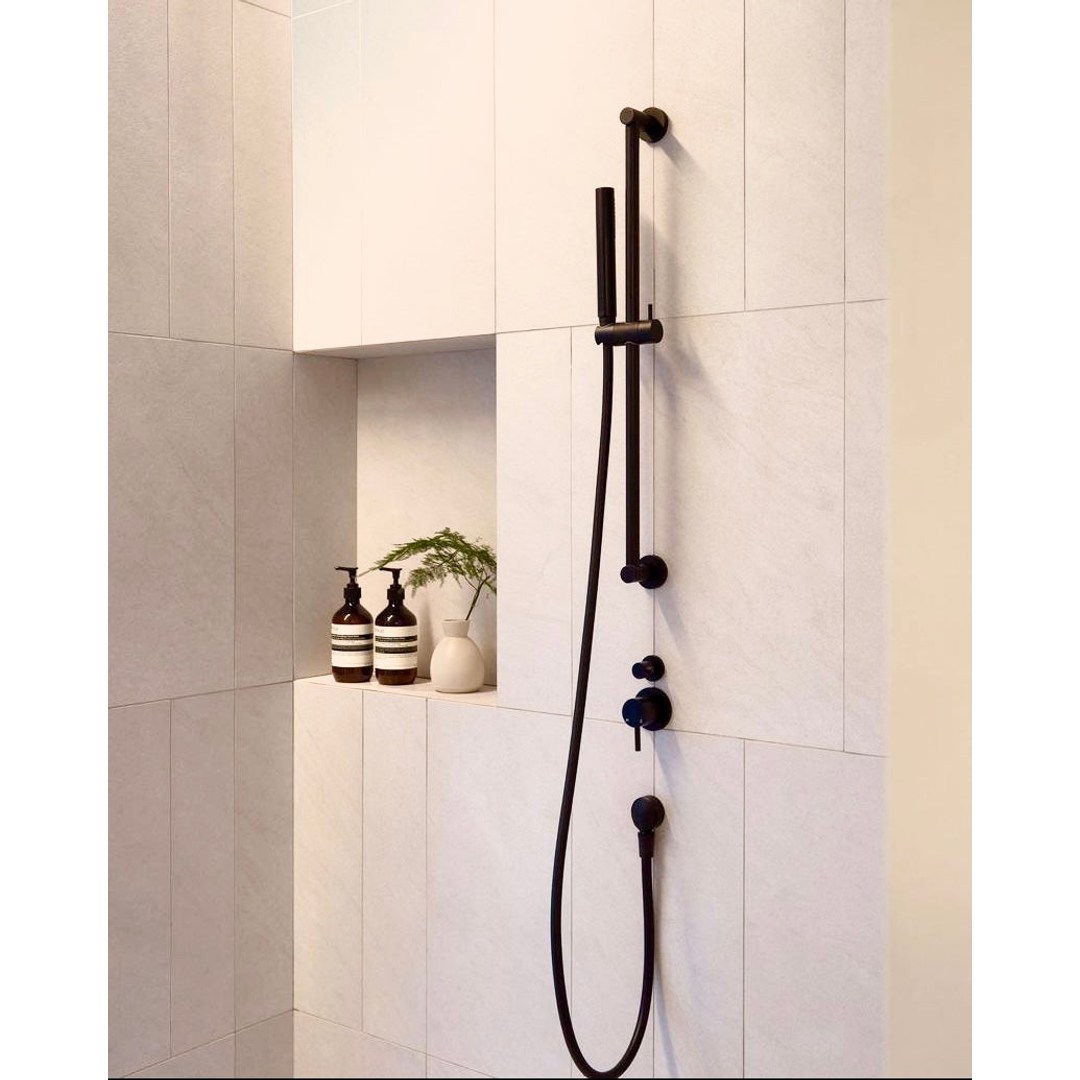 Meir Round Hand Shower On Rail Column - Matte Black