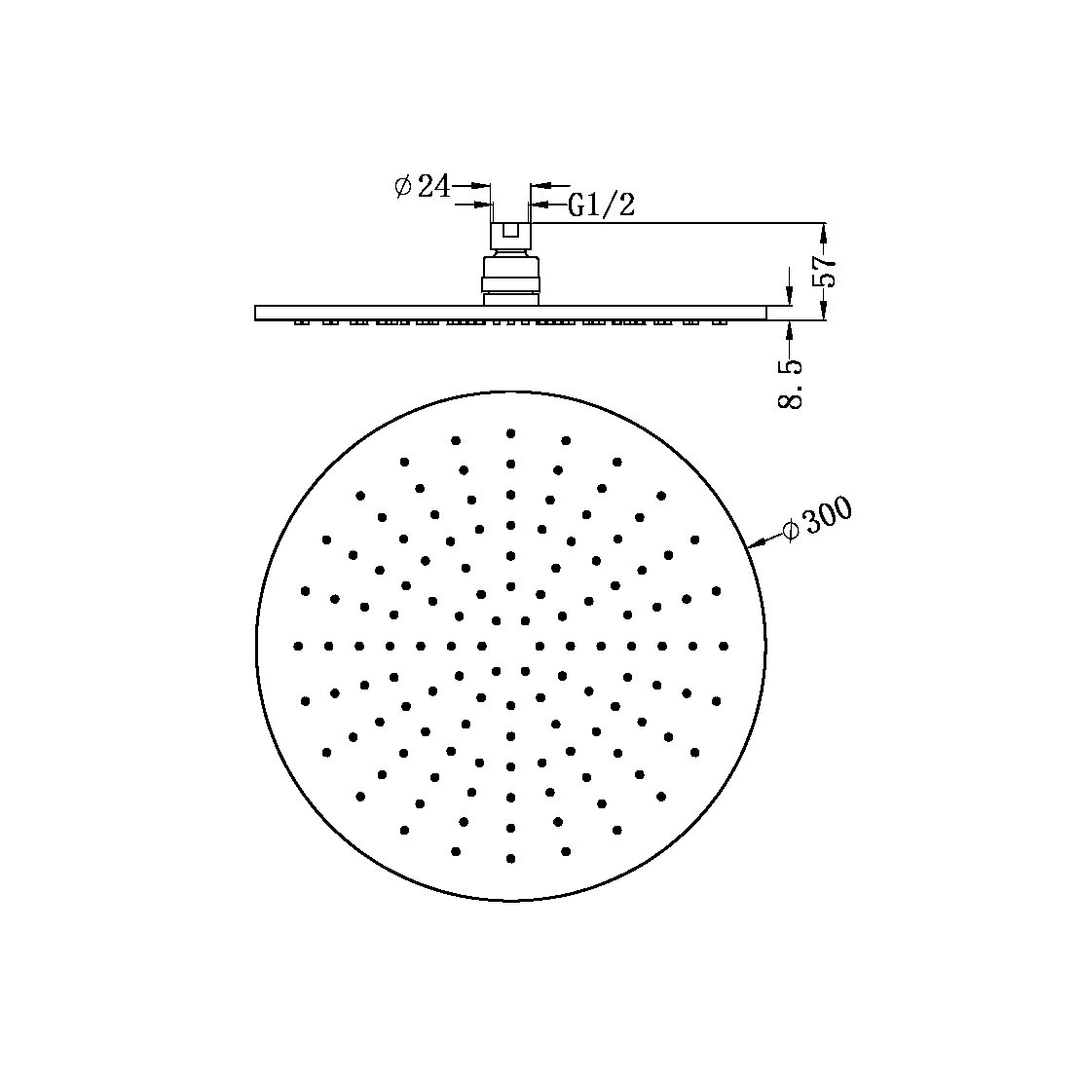 Nero 300Mm Round Shower Head - Matte Black