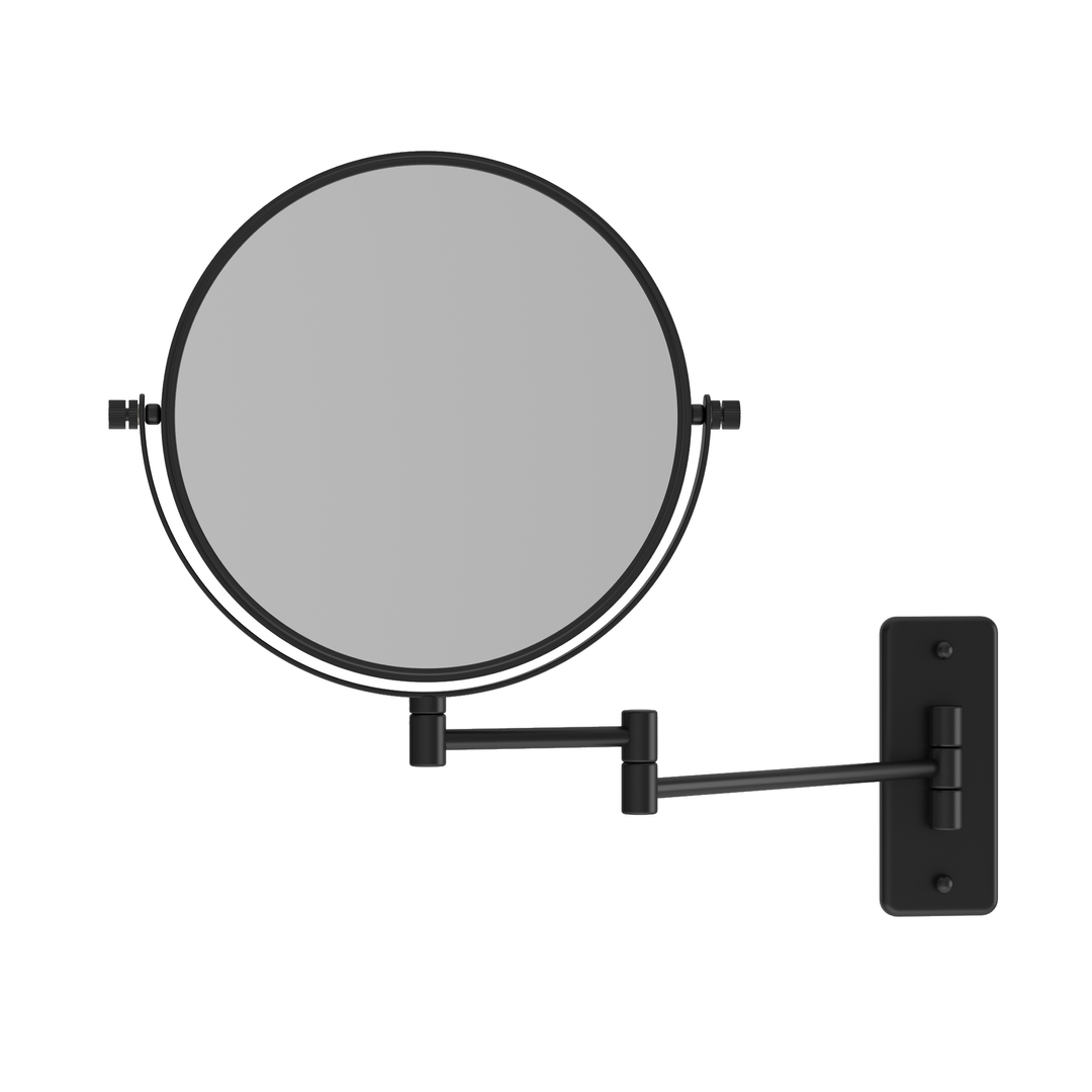 Thermogroup 1&5X Magnification Chrome Wall Mounted Shaving Mirror 200mm Diameter - Matt Black