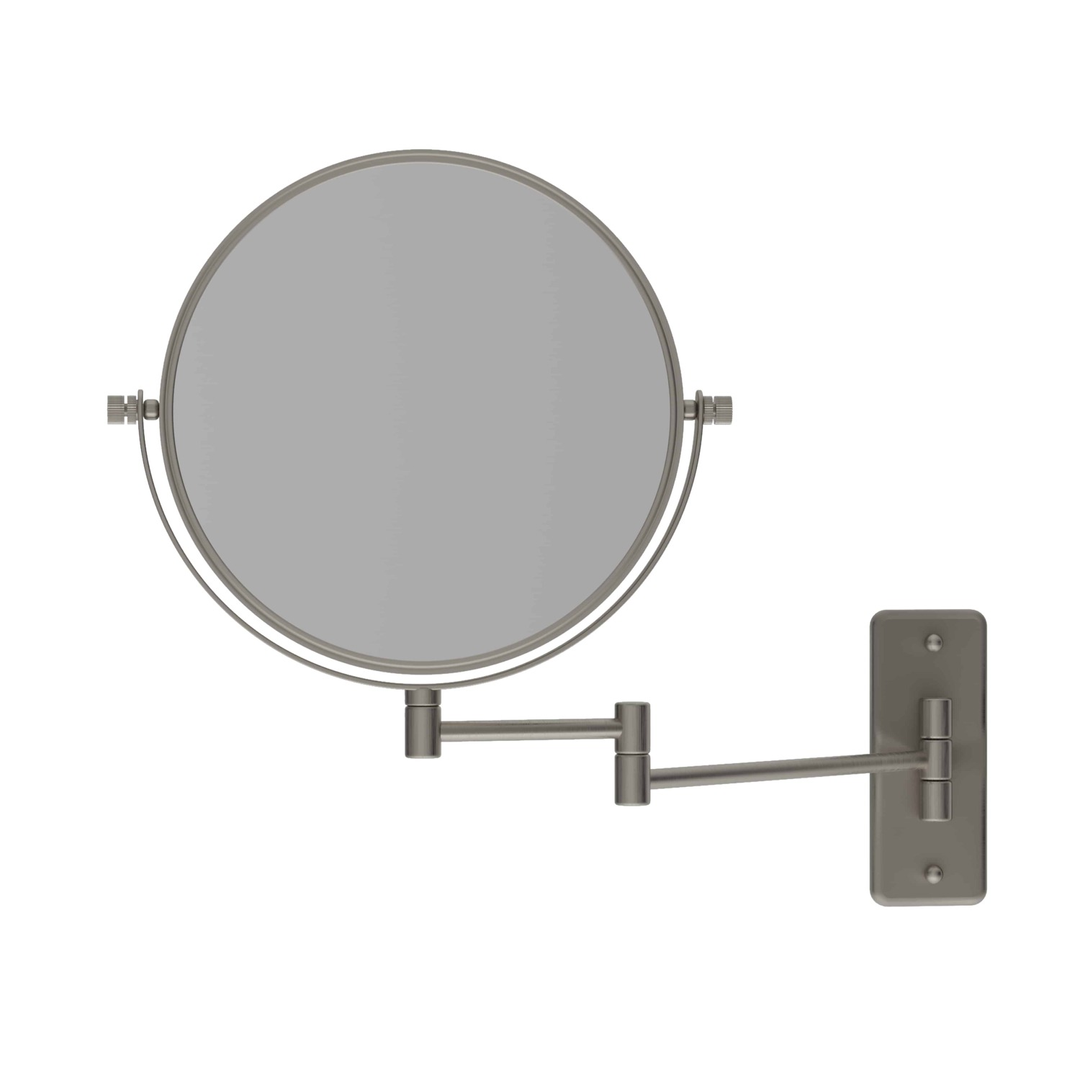 Thermogroup 1 & 5x Magnification Chrome Wall Mounted Shaving Mirror, 200mm Diameter - Brushed Nickel