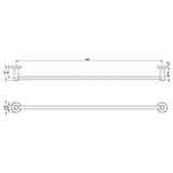 Radii Single Phoenix Towel Rail 800mm Round Plate - Chrome