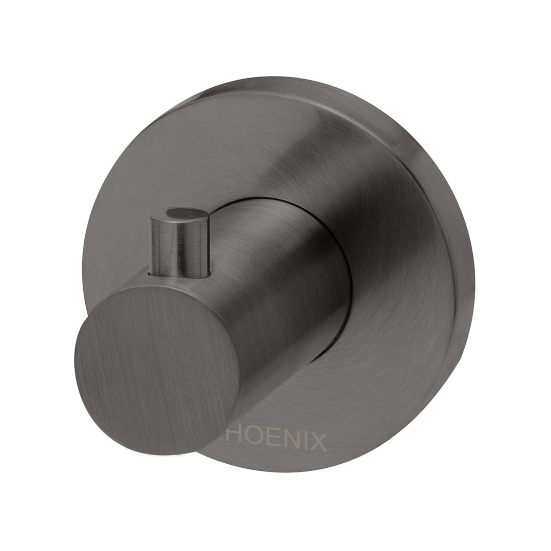 Phoenix Radii Robe Hook Round Plate - Brushed Carbon
