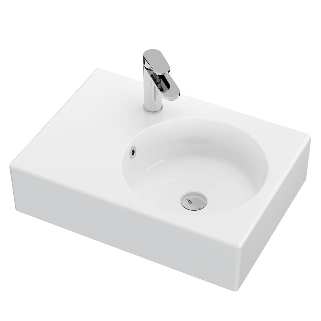 Fienza Reba Wall Basin Right Bowl - 1 Tap Hole