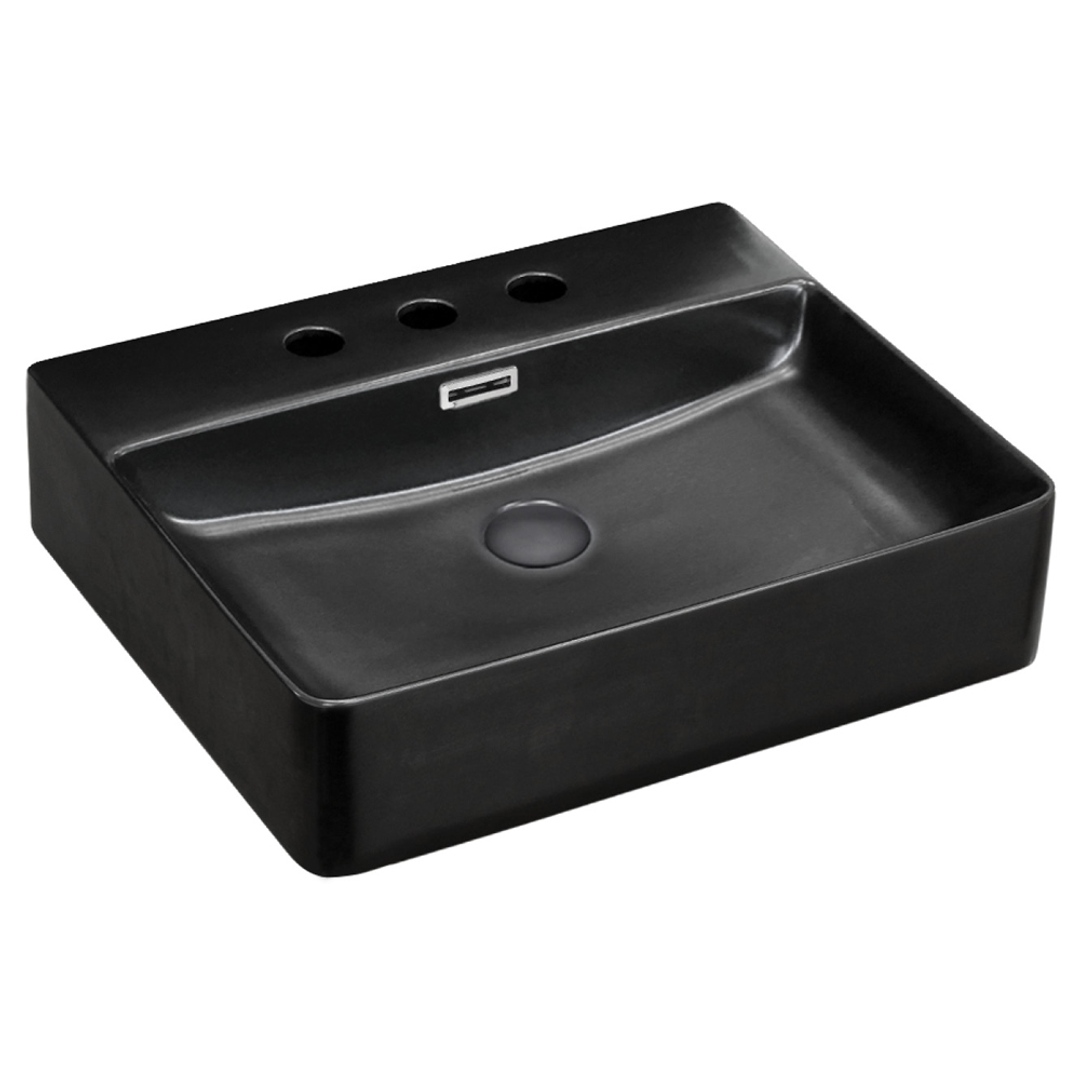 Fienza Petra Matt Black Above Counter Basin 500 X 420 X 120Mm (3 Tap)