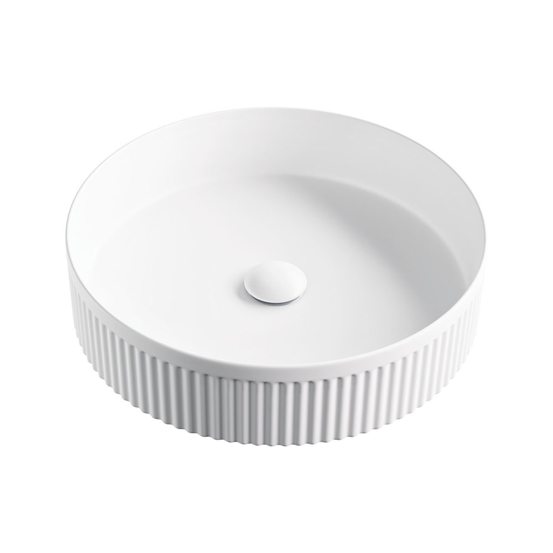 Fienza Eleanor Fluted Round Above Counter Basin - Matte White