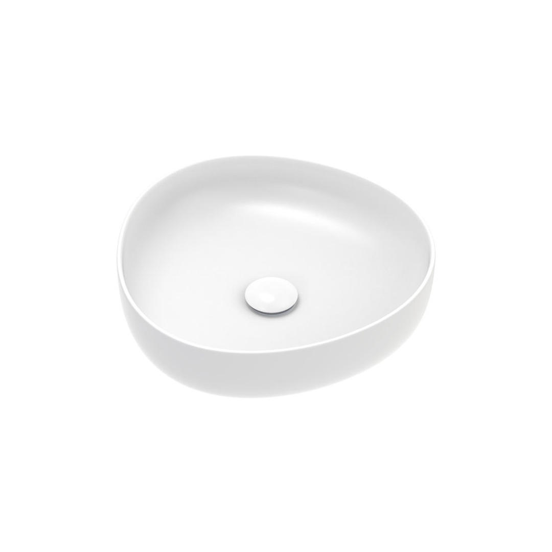 Pebble Small Above Counter Fienza Basin, Matte White